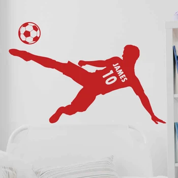 Jalgpalli mängija, seina kleebised isikustatud nimed mängida toas seina kids room decor magamistuba decor vinüül seina kleebised kingitus lastele