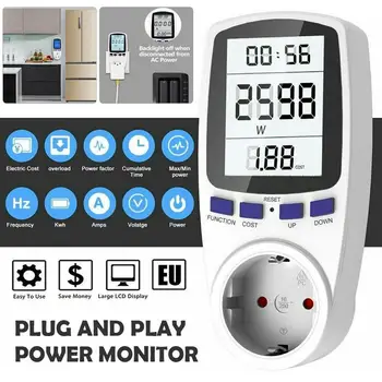 Digitaalne LCD Power Meter Wattmeter Pistikupesa Võimsus (Kwh Energia Arvesti AC 220V EU Pistik Seinakontakti Power Analyzer