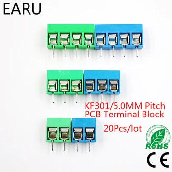 20Pcs/palju KF301-5.0-2 P KF301-3P KF301-4P Pigi 5.0 mm Straight Pin-2P 3P 4P Kruvi PCB Terminal Block Pistik Sinine Roheline