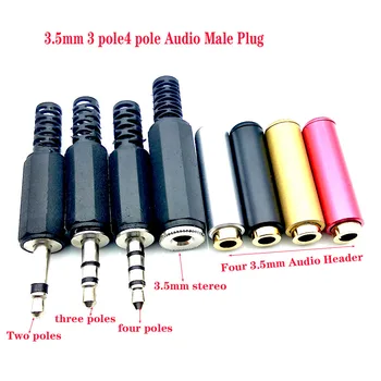 3,5 mm 3Pole4Pole Audio Mees Plug3.5mm Emane Jack, Jack Laiendatud Audio Pistik 3.5 Jack Kõrvaklappide DIY Adapter3PCS/palju