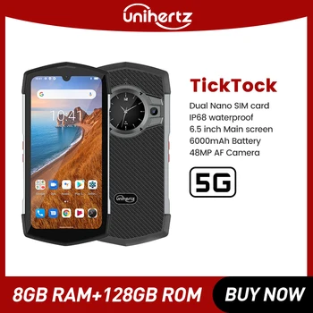 Unihertz TickTock 5G Mobiilne Telefon 8GB 128GB Android 11 Vastupidav, Veekindel Nutitelefon Dual Screen 48MP kaamera IP68 Koos NFC