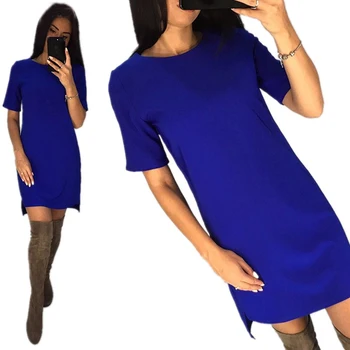 2022 Naiste Suvine Kleit OL Büroo Kandma O-Kaeluse, Lühikeste Varrukate Vestido Mujer Tahke Stiilne Ebaregulaarne Vabaaja Sirge Mini Kleit