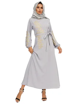 Kauhtana Marocain Moslemi Naiste Kleit Pikk Varrukas Pearl Tiiva Eid Abaya Dubai Suur Kiik Pikk Rüü Türgi Islami Riided Vestidos
