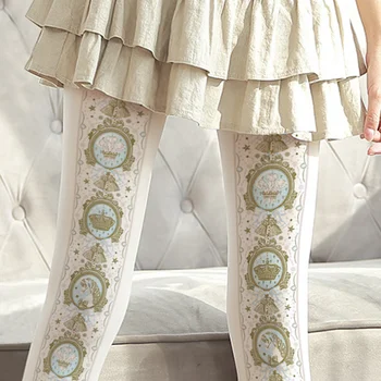 Kvaliteetne Jaapani sukkpüksid lolita girls vibu kevadel ja suve tuul trükitud velvet säärised