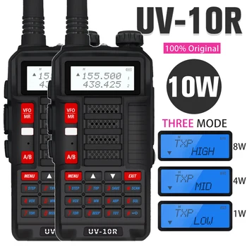 2TK Baofeng UV-10R Professionaalne Walkie Talkie Suure Võimsusega 10W Dual Band 2-Tee CB Ham Radio Hf Transiiver VHF-UHF-BF UV-10R Uus