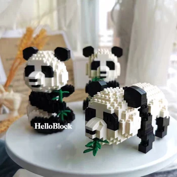 Laos 390pcs Loominguline DIY Assemable armas Panda Haridus-Loomade Mänguasjad, Laste ehitusplokid Mudel Tellised 68243