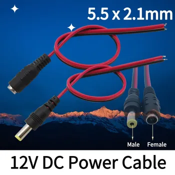 5Pair 12V DC Power Cable Jack 5.5x2.1mm KS Mees Naine Plug Connector Saba Pats Traat CCTV Kaamera 3528 5050 LED Riba Ligh