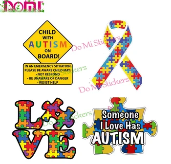 DOMI Lapse Autismi Häire Ravile ja Autism Awareness Armastus Puzzle Tükk Auto Sülearvuti Kiiver Pagasiruumi Seina Decal Kleebis