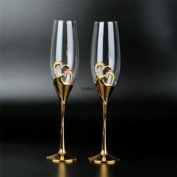 2Pcs/Set Pulm Crystal Šampanja Klaasid kuldsed Seista Flöödid Veini Klaase Pokaalilaadse Isik, kes Armastavad ystävänpäivä Kingitused CUP