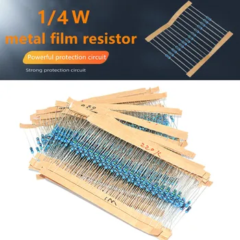 100tk/palju Metal Film Resistor 1/4W Suure Täpsusega Takistid 1% Viie-Värv Ringi 1R~2.2 M 1K 10K 100K 220R Täis Oomi Takistus