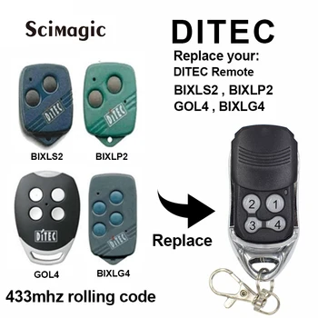 DITEC garaaž puldiga Ditec BIXLS2 BIXLP2 GOL4 BIXLG4 jooksva kood garaaž remote 433MHz & DITEC GOL4C fikseeritud kood avaja