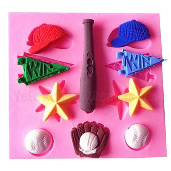 Sport Seeria pesapall, softball golf mütsid šokolaadi Pool DIY fondant kook dekoreerimiseks vahendid silikoon hallituse T1047
