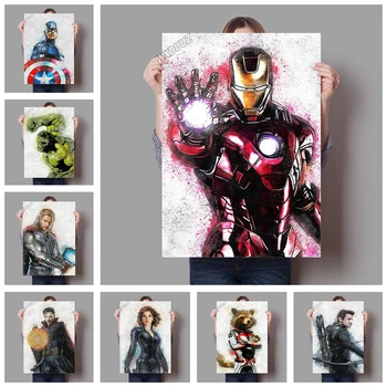 Marvel Superhero Avengers Iron Man Akvarell Maal Krakitud Taust Deco Pilt Home Decor plakatid HD lõuendile maali T60