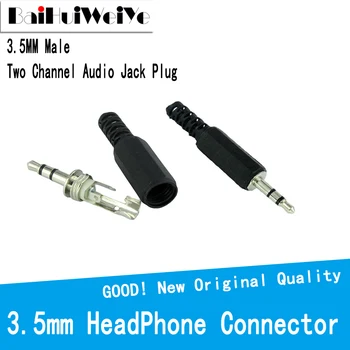 10tk Kvaliteetsed 3.5 mm Kõrvaklappide Pesa Mees Kahe Kanaliga Audio Pistik 3,5 Mm Must plastikkorpus