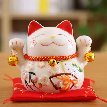 5 tolline Maneki Neko Õnnelik Kass Keraamiline Ornament Õnn Kassi Kuju Kodu Dekoratiivsed Kingitus Feng Shui Beckoning Kass Notsu Panga -