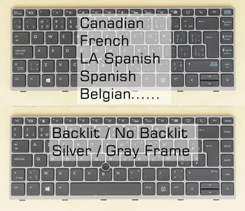 Kanada prantsuse hispaania LA Belgia Klaviatuur HP Elitebook 745 G5 G6, 840 G5 G6, 846 G5 G6, ZBook 14u G5 G6, Taustavalgustusega / Ei