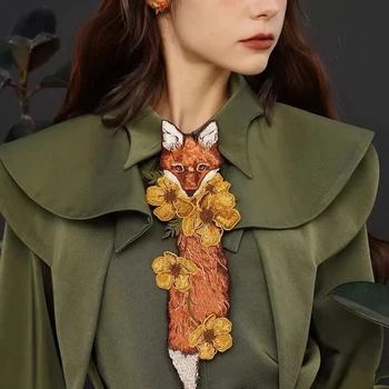 Kvaliteetsed Naiste Vintage Luksuslik Tikand Fox Sidemed Jaoks Särgid, Pluusid Streetwear Cute Cartoon Sidemed Jaoks Blusas Feminina NZ15