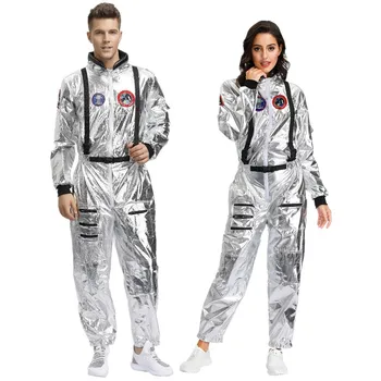 Hõbe Välismaalase Astronaut Spaceman Täiskasvanud Naiste Mees Cosplay Kombekas, kes Armastavad Halloween Pool Space Astronaut Pilot Kostüüm