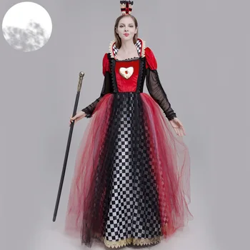 Queen of Hearts Halloween Kostüüm Karnevali Kuninganna Südamed Kuninganna Kleit Ühtne Halloween Kostüüm