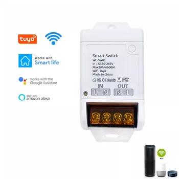 Wifi 30A Relee Moodul 85-250V 220V Smart Switch 20A RF Töötleja SmartLife Tuya puldiga Alexa Google Home Automation