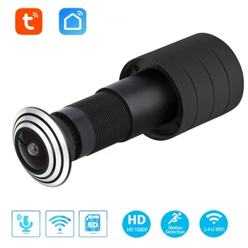 Tuya Wifi Ukse Eye Kaamera Mini Peephole Ukse WifI IP Kaamera 1,6 MM lainurk FishEye 2Way Heli sisseehitatud Kõlar TF-Kaardi Pesa