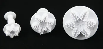 Komplekt 3tk Snowflower kolb Lõikur kook dekoreerimiseks fondant reljeef tööriist