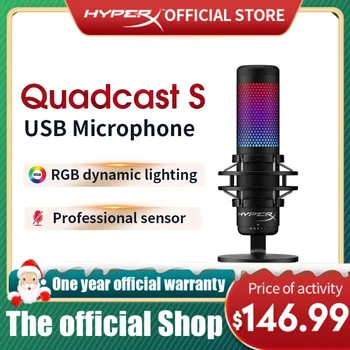 Algne HyperX QuadCast / QuadCast S E-Sport Mikrofon Arvuti Mängude Live Mikrofon RGB Mikrofonid Arvuti Sülearvuti