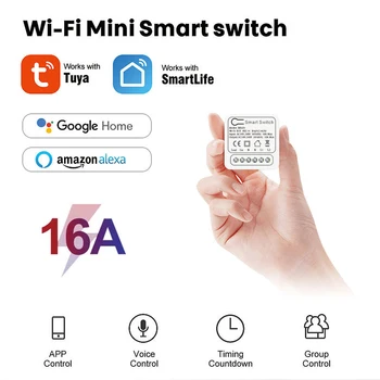 16A Tuya Smart WiFi Lüliti 2-way Kontrolli Lüliti Mini Smart Kaitselüliti Smart Elu APP hääljuhtimine Toetada Alexa Google Kodu