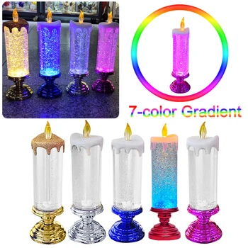 7-värvi Gradient Fantaasia LED Küünal Tuled Crystal Elektrooniline Küünal Pool Atmosfääri Lamp Sünnipäeva, Pulma jõuluehe