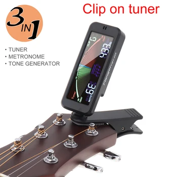 3 IN 1 Digital Guitar Tuner Metronoomi Generaator Suur LCD Ekraan Clip-Tuuner Kromaatilise Akustiline Kitarr Bass, Viiul, Ukulele