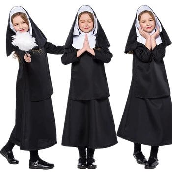 Uus Halloweeni Karneval Keskaja Tüdrukud Cosplay Kostüümid Kloostri Nunna, Preestrit Kirik Jeesuse Kristuse Poole Tulemuslikkuse Riided