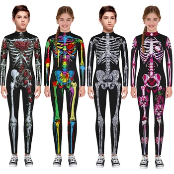 Uus Halloween Hirmutav Cosplay Kostüümid puhul Lapsed Skelett Bodysuit Kurat Vampiir Carnival Osapoole Riided Kolju Kleit Kombekas