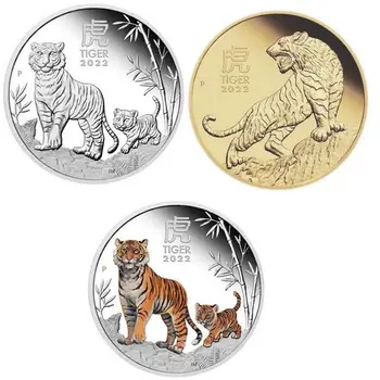 Tiiger mälestusmünte - 2022 Hiina Zodiac Münte - Kuld, Hõbe Pinnatud Elizabeth II Suveniiride Mündi uusaasta Kingitus