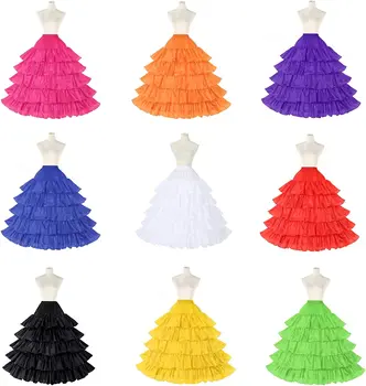WEARCHY Petticoat Naiste Underskirt Pruudi 4 Hoops Pulm Kleit Kleit Põranda Pikkus Taft Must Valge Punane Pluss Suurus