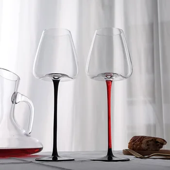 Kristall Käsitöö Veini Klaasi Šampanjat Pokaalilaadse Cup Loominguline Nõgus Alt Punane ja Must Rod Veini Klaas Köök ja Kodu Kaup