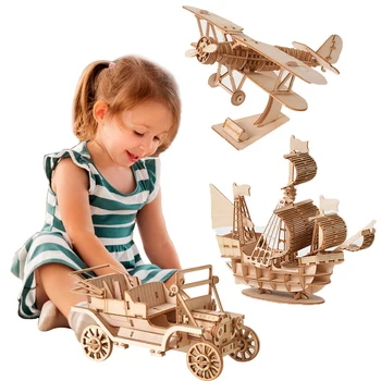 Mehaanilised Ajamid Inseneri Mudeleid Puidust Käsitöö Komplekt 3D Puzzle Lapsed, Täiskasvanud Assamblee Mudel Mängud Laevad, Rong, Lennuk Loomade