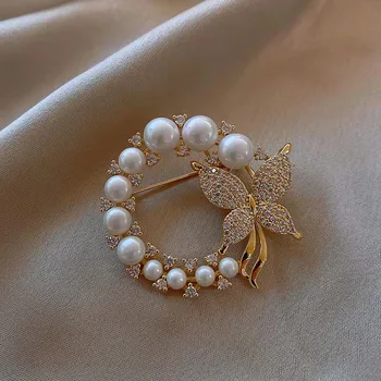 Uus Pearl Rhinestone Pärg Liblika Pross Naistele Barokk Trendikas, Elegantne Ringi Leaf Sõle Sõrmed Pool Pulmad Kingitused