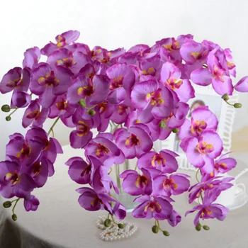 1TK Valge Orhidee filiaalid tehislilled jaoks pulmapidu Teenetemärgi orhideed odavad lilled