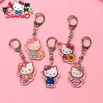 Sanrio Hello Kitty Akrüül Võtmehoidja Läbipaistev kahepoolne Tüdruk Kott Ripats Ornament Tarvikud Võtmerõngast Tüdrukud Puhkus Kingitused
