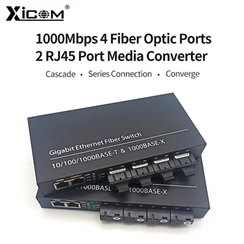 Gigabit Fiber Optiline Media Converter 100/1000M 20KM 4 Kiu Port 2 RJ45 Port Singlemode Ühe Fiber Saatja Duplex/Simplex