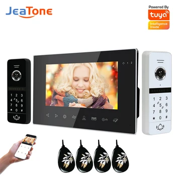 Jeatone WiFi Video Intercom Kit Villa Korter 2Doors 2Doorbells Smart Doorphone Videokõne AHD 960P Tuya RAKENDUSE Remote Unlock