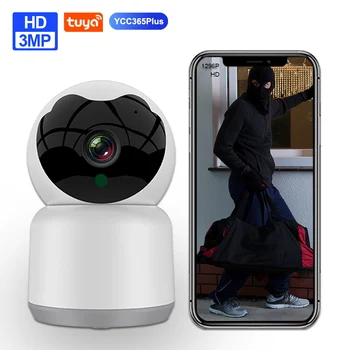 Tuya Smart-Kaamera, Wifi, 3MP IP Kaamera Mini Video Valve Kaamera Öise Nägemise kahesuunaline Audio Wireless Home Security Kaamera