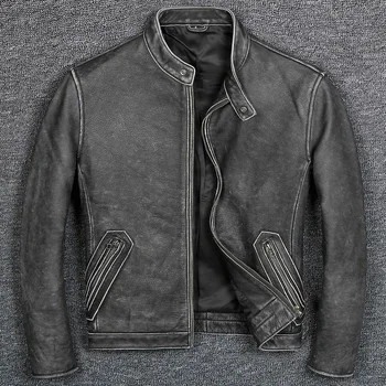 Tasuta kohaletoimetamine.7XL Brändi, Klassikaline, vabaaja stiil cowhide jope,mens 100% ehtne nahk riided.vintage biker nahast mantel.