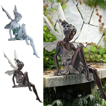 1tk Garden Flower Fairy Kuju Istub Kevadel Elf Figuriin Väljas Maastiku Ornament Õue Kunsti-Kaunistused