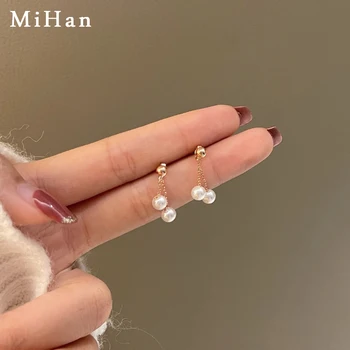 Mihan 925 Silver Needle Simuleeritud Pearl Kõrvarõngas Populaarne Lihtsalt Magus Lihtsalt Kett Tilk Kõrvarõngad Naistele Ehted Lady Kingitused
