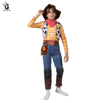 Uute tulijate Poisid Woody Kostüümid Lapsed Deluxe Laste Kostüüm Halloween Kostüüm Lapsed Woody Rolli Mängida Kauboi Kostüüm (Ülikond)