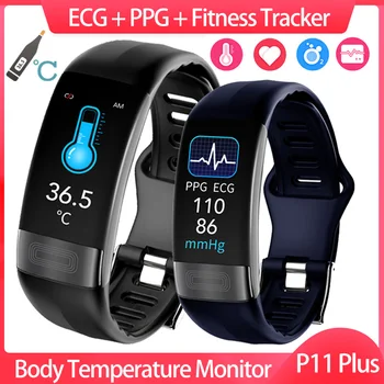 P11 Pluss Smart Watch Meeste Fitness Käevõru Smart Bänd EKG PPG SpO2 Naiste Smartwatch Keha Temperatuur, vererõhk P11 Käepael