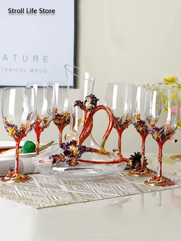 Luxury Crystal Punase Veini Klaasi Šampanja Klaasid Pokaalilaadse Komplekti Õlle Creative Pulmad Prillid Copas De Vino Kingitus Kodu Aias FJ018