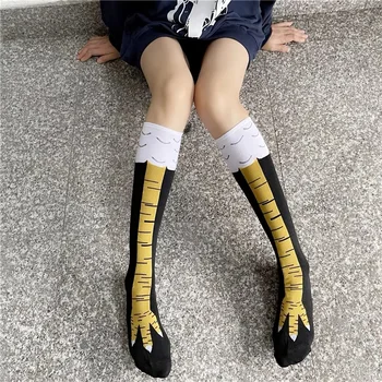 Põlve Kõrge Kana Pikad Sokid Mood Puuvill Kana 3D Unisex Realistlik Naljakas Prindi Vasikas Sokid Cartoon Kana Jalad Sokid Mees, Naised