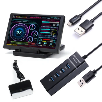 5 Tolline IPS Sekundaarse Ekraani Alumiinium USB Arvuti Monitor CPU GPU RAM-Mängude Ekraan 360 Kraadi Rotatsiooni Mini ITX Case